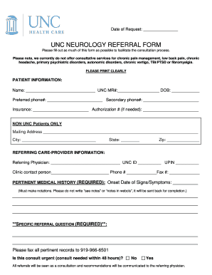 UNC Neurology Referral Form