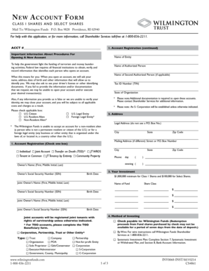 Wilmington Funds New Account Form