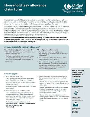 Household Leak Allowance Claim Form