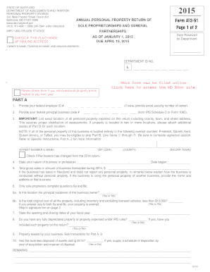 Maryland Annual Personal Property Return Form AT3-51