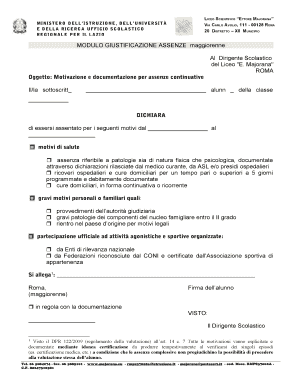 Modulo Giustificazione Assenze
