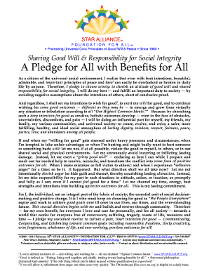 Universal Peace Values Pledge