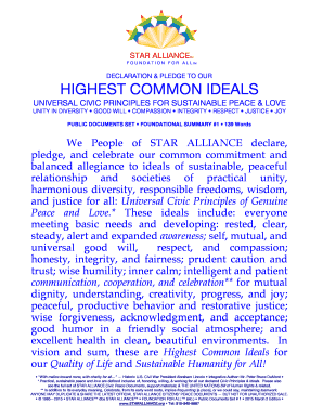 Declaration and Pledge to Highest Common Ideals
