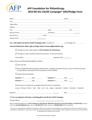 AFP Foundation BE the CAUSE Campaign Gift/Pledge Form