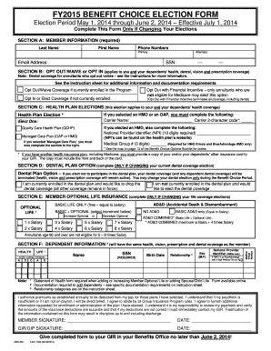 FY2015 Benefit Choice Election Form