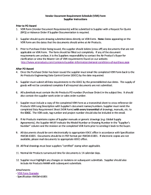Vendor Document Requirement Schedule Form