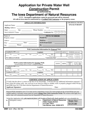 Iowa Private Water Well Construction Permit Application