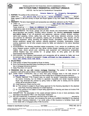Texas Residential Real Estate Contract