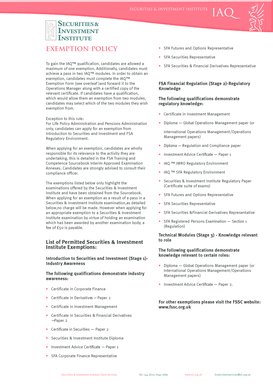 Securities & Investment Institute IAQ Exemption Form