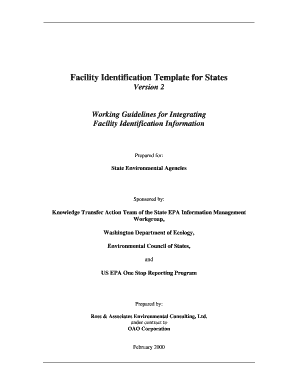 Knowledge transfer template - Facility Identification Template for States, Version 2 (PDF)