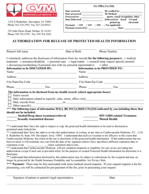 Authorization for Release of Protected Health Information