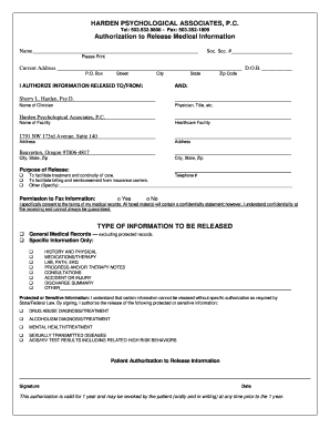 Authorization to Release Medical Information