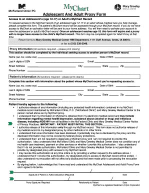 Adolescent And Adult Proxy Form