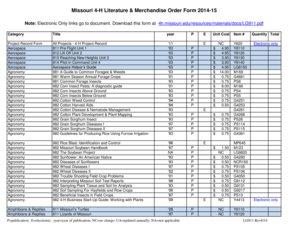 Missouri 4-H Literature & Merchandise Order Form