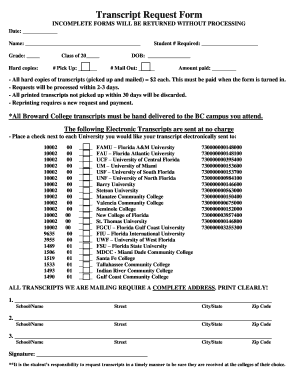 Transcript Request Form