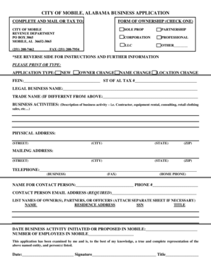 City of Mobile Business Application
