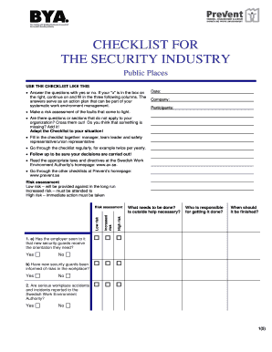 Security Industry Checklist