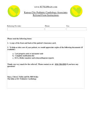 Kansas City Pediatric Cardiology Referral Form