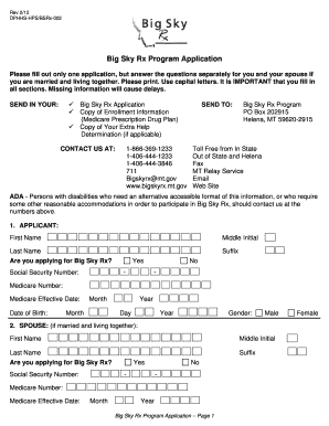 Big Sky Rx Program Application