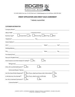 Credit Application and Sales Agreement