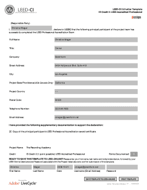 LEED Accredited Professional Letter Template