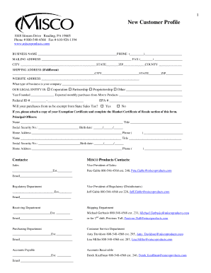 New Customer Profile Form