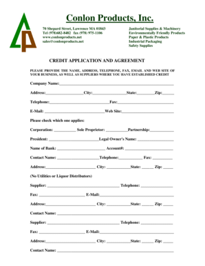 Credit Application and Agreement