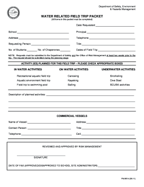 Water Related Field Trip Permission Form