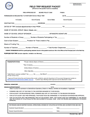 Field Trip Request Packet