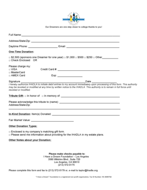 I Have a Dream Foundation Donation Form