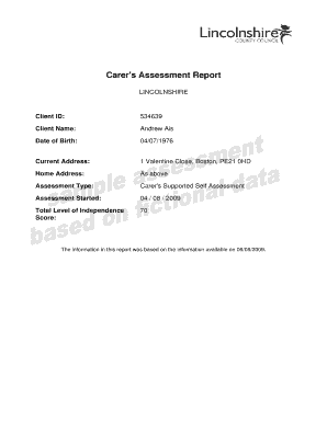 Carer's Assessment Report