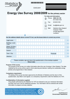 Energy Use Survey 2008/2009 for Primary Sector