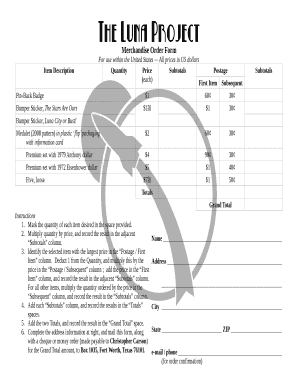 Merchandise Order Form