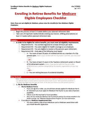 Retiree Benefits Enrollment Checklist for Medicare Eligible Employees