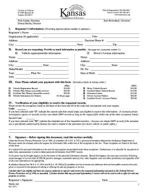 Kansas DMV Record Request Form