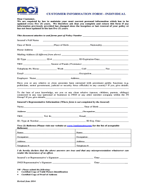 Customer Information Form - Individual