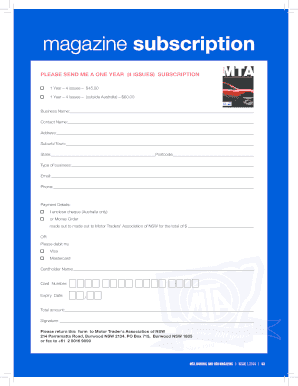 SSA Magazine Subscription Form