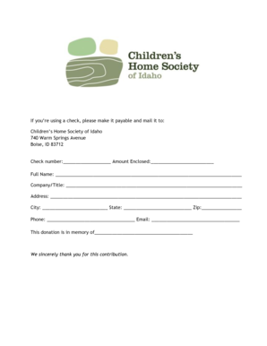 Children's Home Society of Idaho Donation Form