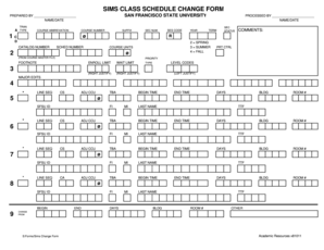SFSU Class Schedule Change Form