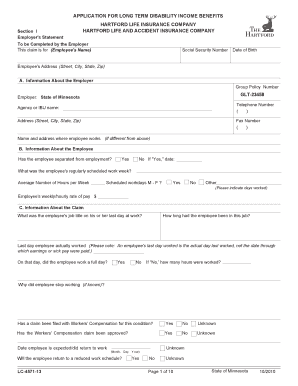 Application for Long Term Disability Income Benefits