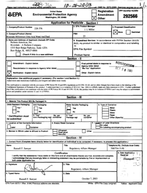 EPA Pesticide Registration Application