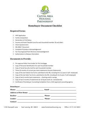 Homebuyer Document Checklist