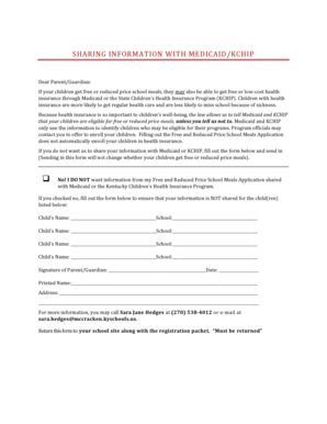 Medicaid/KCHIP Information Sharing Form