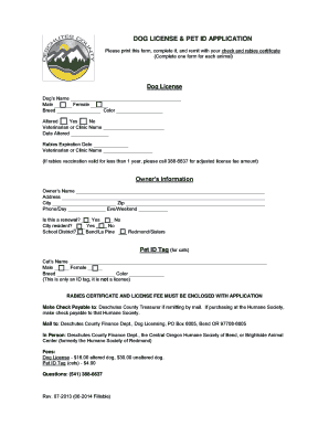 Dog License and Pet ID Application