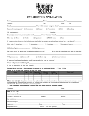 Cat Adoption Application Form