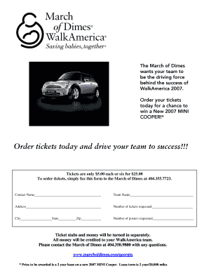 WalkAmerica 2007 Ticket Order Form
