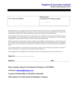 Business Financial Statements and Taxation Returns Authorization Form