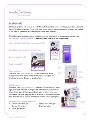 March for Babies Materials Order Form