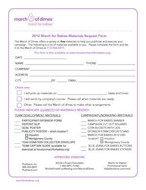 March for Babies Materials Request Form