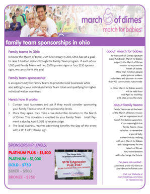 March for Babies Family Team Sponsorship Agreement